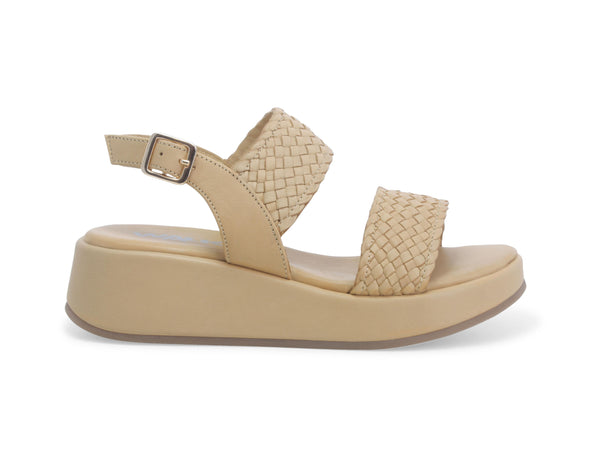Melluso Donna Sandali Comodi Zeppa 2 Fasce Pelle Beige K35303-233121